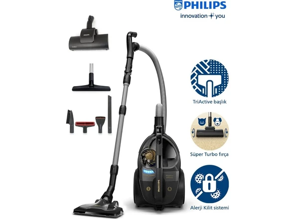 Philips Marathon Ultiamte Güçlü Elektrikli Süpürge | Toz Torbasız, Enerji Tasarruflu | Hepa Filtre ve Yüksek Performanslı Temizlik Deneyimi + Mutfak Tartısı ürün görseli 1