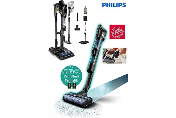 Philips Çift Bataryalı Premium 9000 Serisi Aqua Trio Islak&kuru Istasyonlu Şarjlı Dikey Süpürge ürün görseli 1