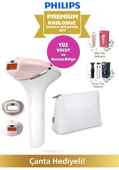 Philips Cilt tonu sensörü Kablosuz Yüz, Vücüt ve Hassas Bölge Bakım & Akıllı Lazer PREMİUM Epilasyon Seti ürün görseli 1