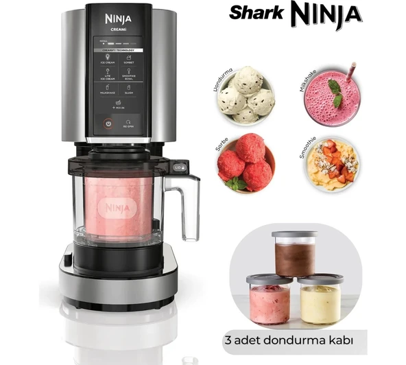 Ninja Dondurma Makinesi - 7 Programlı Gelato Sorbe Smoothie Milkshake Mix-In Vegan Keto Profesyonel Ev Tipi Çok Fonksiyonlu Tatlı Cihazı ürün görseli 1