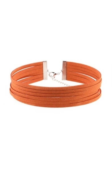 Turuncu Renk Kadın Süet Choker ürün görseli 1
