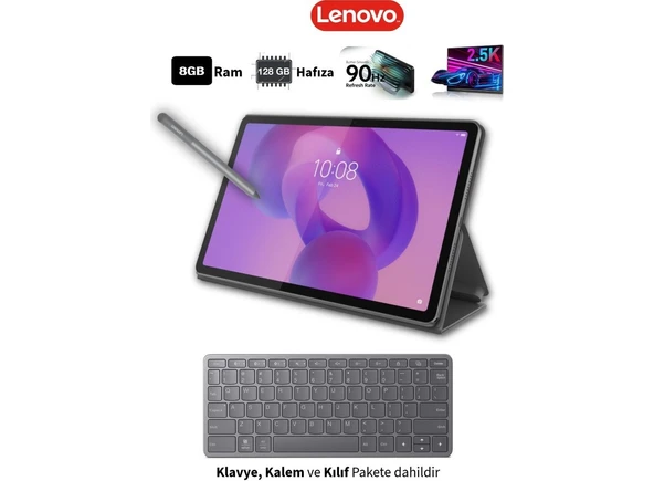 Lenovo Tab 2. Nesil 8gb 128GB 11.5" 2.5k 120Hz Tablet Gri Kalem ve Kılıf Hediyeli Eğitim Ofis ve Oyun Için Üstün Performanslı Tablet Seti ürün görseli 1