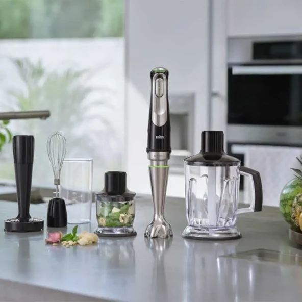 Braun 1200 Watt MultiQuick 9 El Blender Seti MQ9147X Active PowerDrive Püre Ezici Blender Doğrayıcı Çırpıcı Beher 7 Parça ürün görseli 1