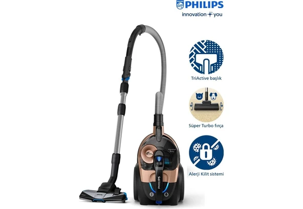 Philips Marathon Daily Serisi Halı Döver Başlıklı Evcil Hayvan Tüylerine Son Powercyclone 8 Teknolojisi Allergy H13 Filtreli Torbasız Süpürge XB7151 ürün görseli 1