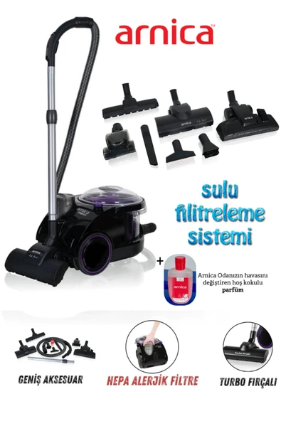 Arnica 2400W Turbo Başlıklı Bora Anti Alerjik Yüksek Çekim gücü Sulu süpürge + Tiftik Makinesi Hediyeli ürün görseli 1