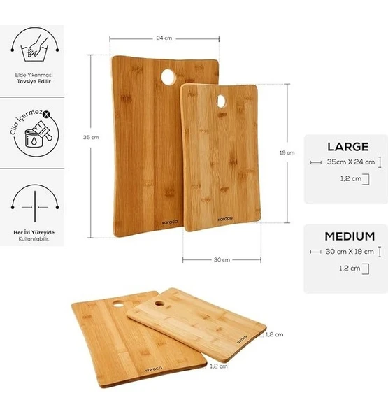 Karaca Bamboo 2'li Kesme Tahtası - Resim 2