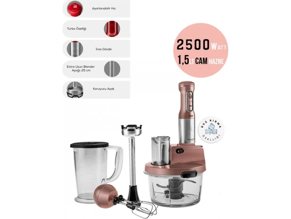 Karaca Turbo Doğrayıcı 2500W Yüksek Güçlü 8 In 1 Mutfak Robotu Modern Cam Gövde ürün görseli 1