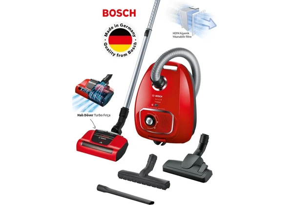 Bosch Serie 4 Toz Torbalı Süpürge Proanimal Turbo Halı Döver ve Evcil Hayvan Başlıklı Toz Torbalı Süpürge 10 Yıl Motor Garantili ürün görseli 1