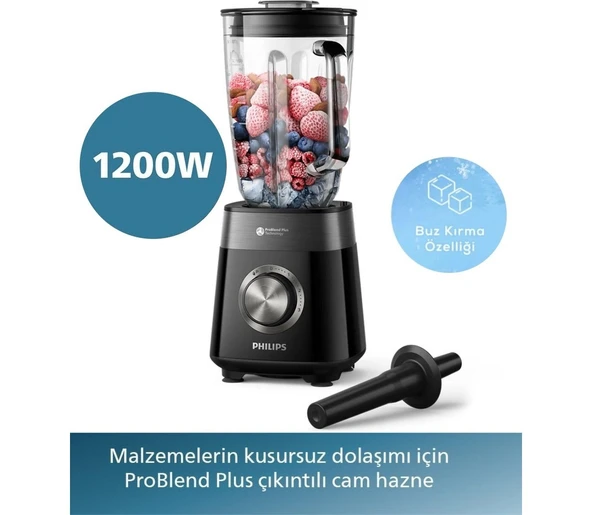 Philips 5000 Serisi Blender 1200W, Problend Plus Teknolojisi, 2 Lt Kapasiteli Cam Hazne, 3 Hız ve Darbe Özelliği ürün görseli 1