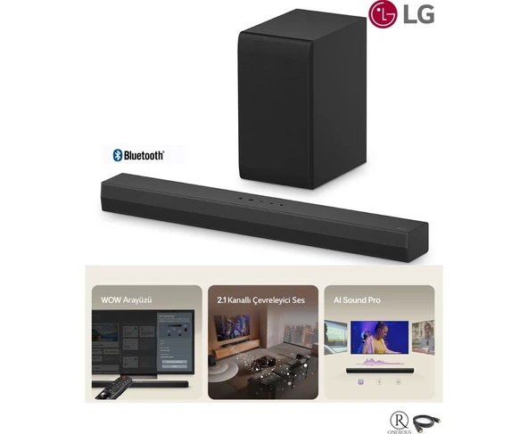 LG 300W 2.1 Adaptive ve Yapay Zeka Destekli Ses, Derin Bas, Oyun Modu, 40 Inç ve Üzeri Tv Uyumlu Monte Edilebilir Soundbar ürün görseli 1