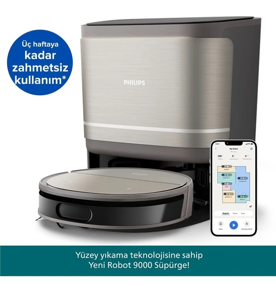 Philips 8000Pa Islak Kuru PowerCyclone Aqua Lazer Navigasyon Hepsi Bir Arada İstasyon Akıllı Robot Süpürge ürün görseli 1