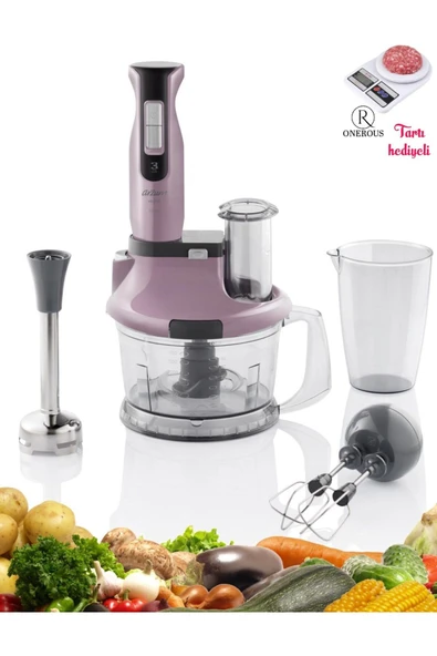 Arzum Blender & Mutfak Robotu- 3 YIL GARANTİ Hestia Çırpma & Doğrama Pembe-Onerous Tartı Hediyeli ürün görseli 1