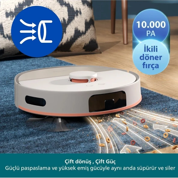 Philips 10000Pa Akıllı Robot Süpürge ve Mop Çizgi Lazer Navigasyon Dolanma Önleme Çift Döner Paspas ürün görseli 1