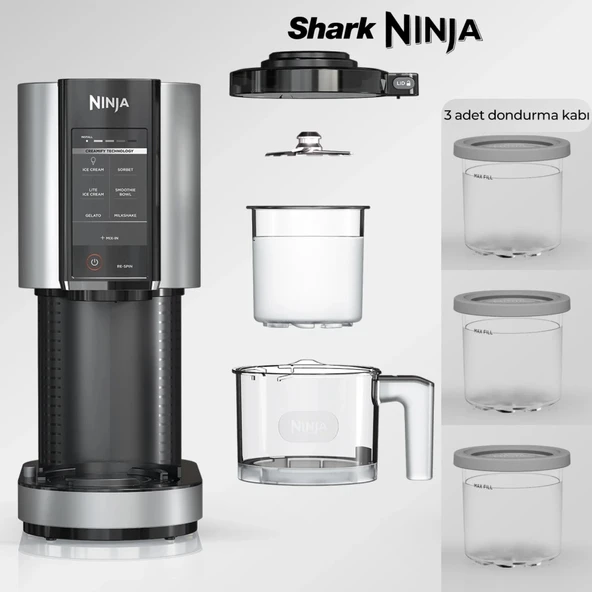 Ninja Profesyonel Dondurma Yapma Cihazı - 7 Fonksiyonlu Gelato Sorbe Milkshake Mix-In 1.4l Hazne Kremamsı Kıvam Pastane Kalitesi Ev Tipi ürün görseli 1