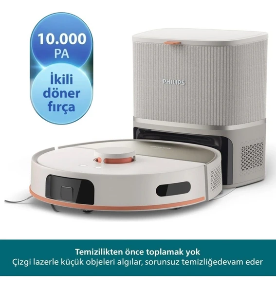 Philips 10000Pa Islak Kuru Robot Süpürge Çift Döner Paspas Çizgi Lazer Navigasyon Otomatik Boşaltma ürün görseli 1