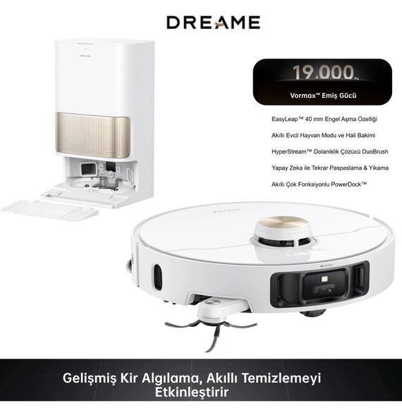 Dreame 19000Pa Yüksek Çekim Gücü 40mm Engel Atlama HyperStream 75°C Sıcak Su Otomatik Toz Boşaltma ürün görseli 1