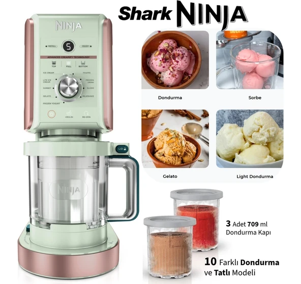 Ninja Profesyonel Dondurma ve Frozen Makinesi - 11 Programlı Slushi Frappe Frozen Yoğurt Gelato Sorbe Milkshake Aksesuar Paketi 800W Çok Fonksiyonlu ürün görseli 1