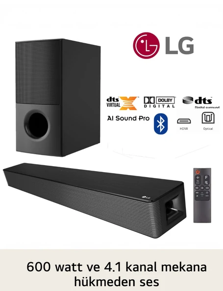 LG Ev Sinema & Soundbar Sistem Dts Virtual: x 600W Yüksek Ses ve Kalite, 4.1 Kanal Sinema Deneyimi, Kablosuz Bluetooth Optik, HDMI ve USB Ses Sistemi ürün görseli 1