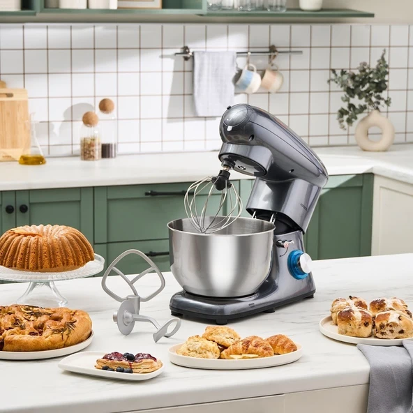 Karaca Multichef Stand Mikser Antrasit Mutfak Şefi 1900W 5,5 Lt (Kıyma Çekme /Sucuk-Sosis/İçli Köfte Aparatlı) ürün görseli 1