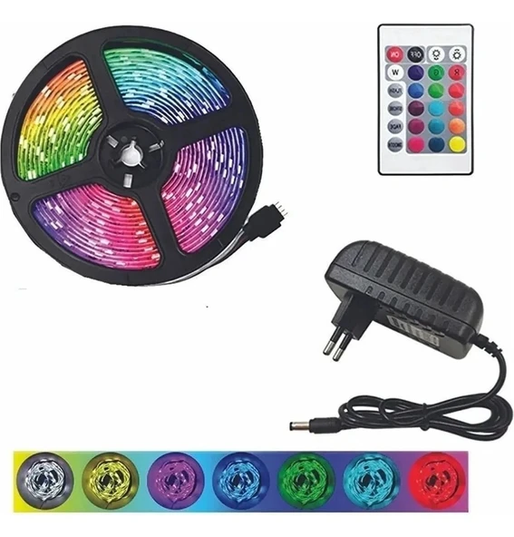 Onerous Rgb 5metre Şerit LED Kumandalı Trafolu Rgb Şerit Işık Aydınlatma Parti LED ürün görseli 1