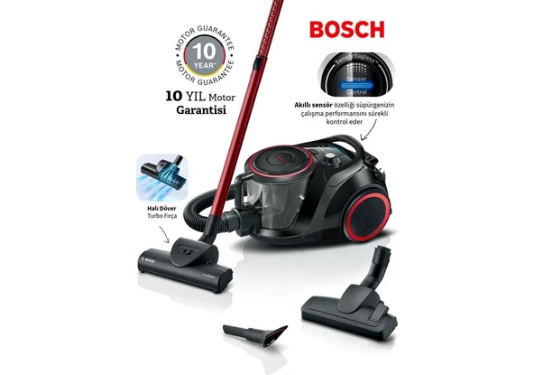 Bosch Serie 6 Toz Torbasız Süpürge Turbo Başlıklı Akıllı Sensör ile Filitre Temizliği Alman Mühendisliğiyle Hazırlanan Teknoloji 700W ürün görseli 1