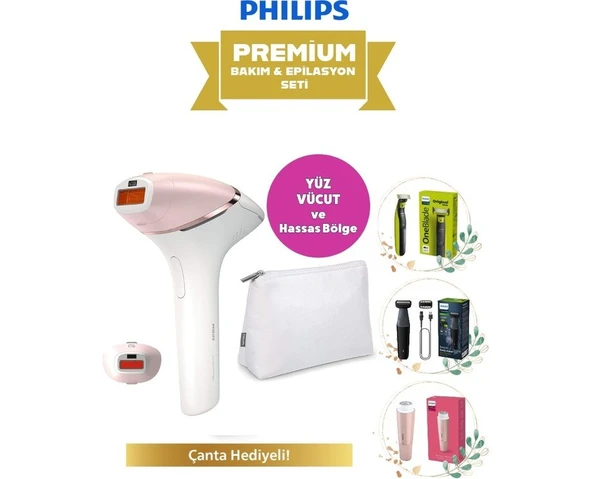 Philips Kablosuz Yüz, Vücüt ve Hassas Bölge Bakım & Akıllı Lazer Premium Epilasyon Seti ürün görseli 1