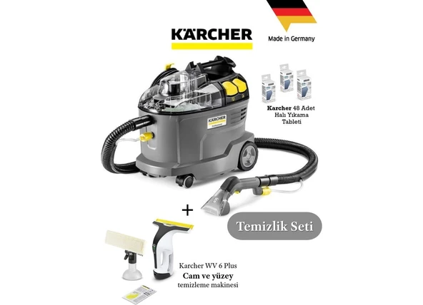 Karcher Yüksek Güçlü 48 Yıkama Tableti + Cam Temizleme Cihazı + Profesyonel Puzzi 8/1 Halı Koltuk Yıkama Makinesi -Araç,döşeme,tekstil ,halı ve Koltuk ürün görseli 1