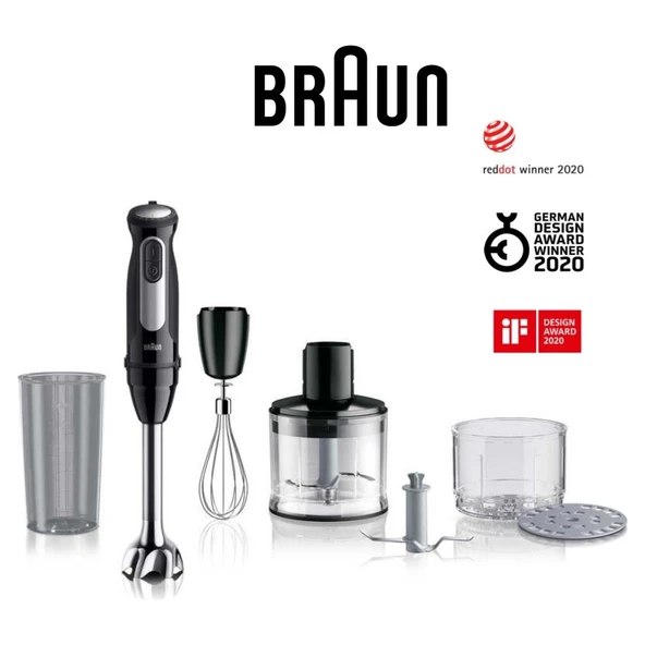 Braun MQ55254MBK El Blender Set 1000W Powerbell Vplus Splashcontrol Mini Mutfak Robotu Sizecontrol Doğrayıcı Çırpıcı Siyah ürün görseli 1