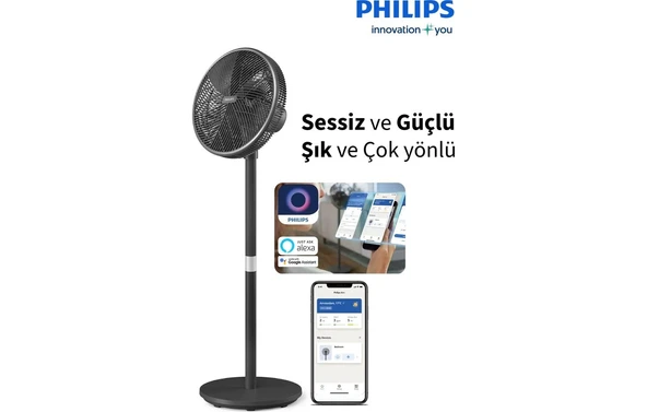 Philips Uzaktan Akıllı Kontrol 3000 Serisi Vantilatör, Silentwings Teknolojisi ile Güçlü ve Ultra Sessiz + Yün &hav Temizleyici ürün görseli 1