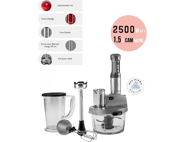 Karaca Pro 2000W Turbo Fonksiyon Cam Hazne Çift Paslanmaz Çelik Bıçak Buz Kırma Doğrayıcı Mutfak Robotu ürün görseli 1