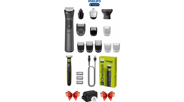 Philips Islak-Kuru Çok Amaçlı Erkek Bakım Seti 7000 - Yüz, Saç ve Vücut+One Blade Sıfır Traş Makinesi ürün görseli 1