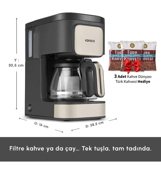 Karaca Filtre Kahve ve Çay Demleme Makinesi Şık Tasarım Bej Just Coffee Aroma 2 In 1 ürün görseli 1