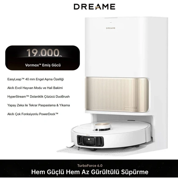 Dreame 19000Pa DuoBrush Dolanma Önleme AI Kir Algılama PowerDock Sıcak Su İstasyonlu Akıllı Robot Süpürge ürün görseli 1