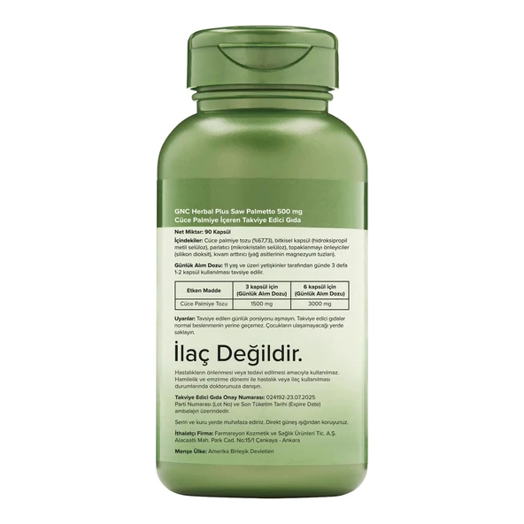 GNC Herbal Plus Saw Palmetto – 90 Kapsül - Resim 2