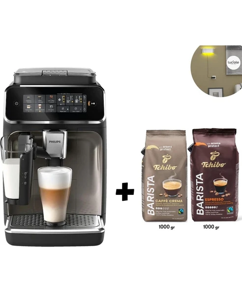 Philips Espresso , Sade Kahve, Cappuccino, Latte Macchiato ve Soğuk Kahve 3300 Serisi %100 Seramik Öğütücülü Kahve Makinessi Kahve ve Lambader Hediye ürün görseli 1