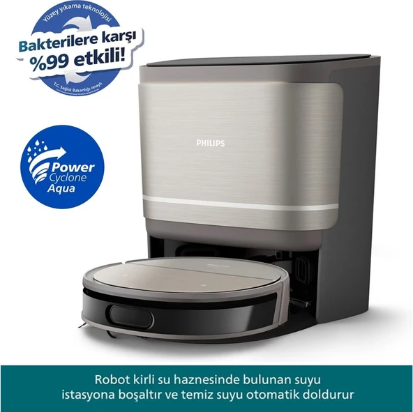 Philips 8000Pa PowerCyclone Kendini Temizleyen Tam Otomatik Hepsi Bir Arada İstasyonlu Robot Süpürge ürün görseli 1