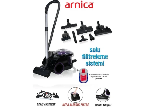 Arnica 2400W Su Filtreli Toz ve Alerjenleri Etkin Bora ET11133 Su Filtreli Süpürge Mor+ Kokulu Parfüm + 3 Yıl Garanti ürün görseli 1