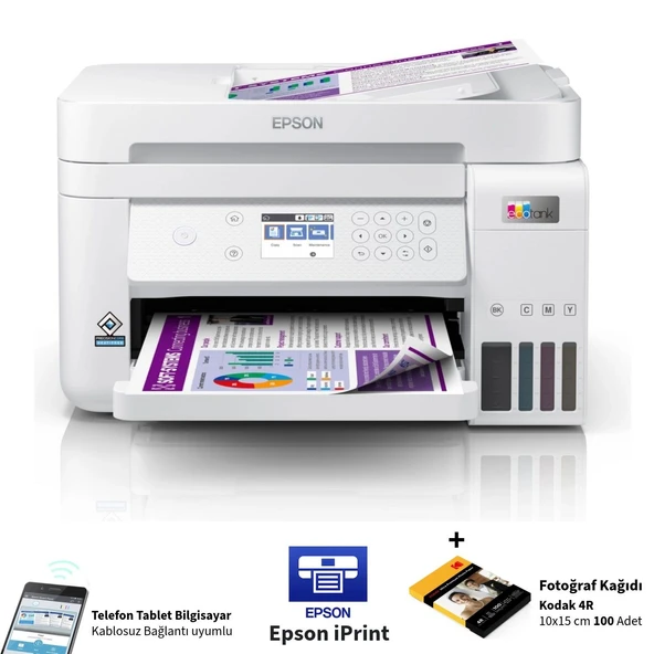 Epson Çok Fonksiyonlu Renkli Tanklı Wi-Fi Yazıcı Çift Yönlü Baskı Tarama ADF Özellikli Ethernet USB Bağlantılı Renkli LCD Ekranlı Akıllı Tank Yazıcı ürün görseli 1