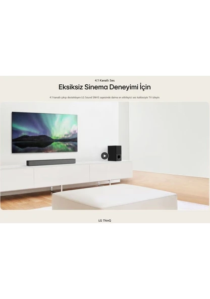LG Ev Sinema Soundbar Premium Dts Virtual: x 600W Yüksek Ses ve Kalite, 4.1 Kanal Sinema Deneyimi, Kablosuz Bluetooth Optik, HDMI ve USB Ses Sistemi ürün görseli 1