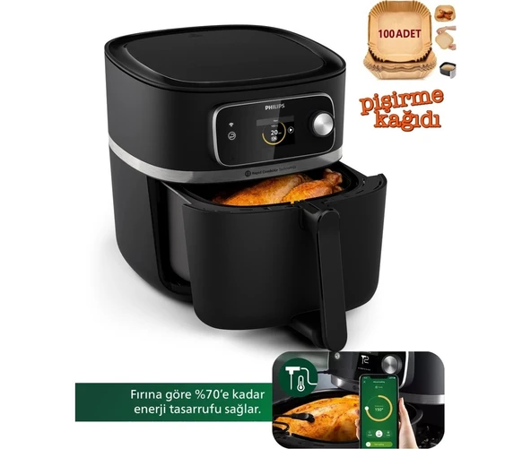 Philips Otomatik Program ve Airfryer Yemek Isıtma 7000 Serisi Xxl Airfryer & Fritöz, Wı-Fı Uzaktan Bağlantı, 2kg, 8.3l Kapasiteli Hazne + Pişirme Seti ürün görseli 1