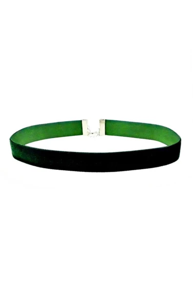 Yeşil Renk Kadın Kadife Choker Kolye ürün görseli 1