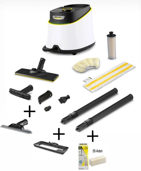 Karcher SC 3 DELUXE Buharlı Temizlik Makinesi + Cam Temizleme Aparatı + Halı Başlığı + 15 Adet Mikrofiber ürün görseli 1