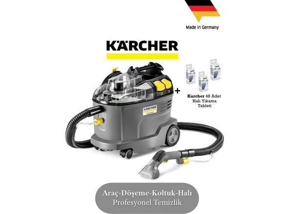 Karcher Araç,döşeme,tekstil ,halı ve Koltuk Yüzeylerinde Leke Çıkarma Için Güçlü Temizlik Profesyonel Puzzi 8/1 ürün görseli 1