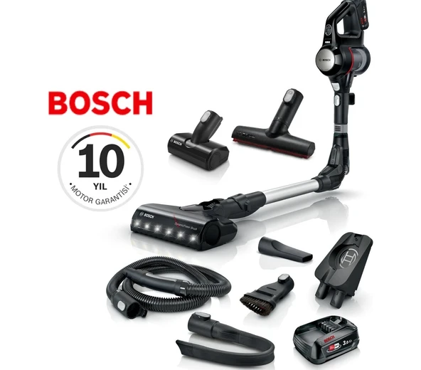 Bosch Unlimited 7 Çift Bataryalı 80 Dakika Çalışma Süresi Esnek Borulu Şarjlı Dikey Süpürge 10 Yıl Motor Garantili BBS712XTR+ ürün görseli 1