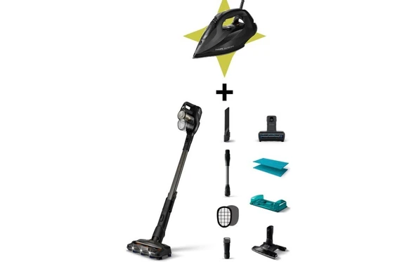 Philips 3'ü 1 Arada Elektrik, Su ve El Tipi Süpürge 8000 Serisi Aqua Plus Kablosuz Dikey Süpürge, Aqua Başlık, LED Başlık, Powerblade Dijital Motoru Akıllı Ek ürün görseli 1