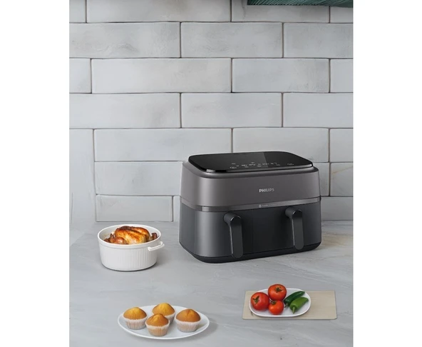 Philips Rapid Air Teknolojisi ile Çıtır, Yumuşak 3000 Serisi Çift Hazneli Airfryer Homeıd Ile Hazır Tarifler+ Lambader ürün görseli 1