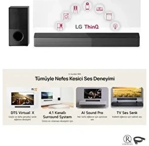 LG Dts Virtual:x Teknolojisi ve Aı Sound Pro ile Evinizde Sinema Atmosferi 600W+HDMI Kablosu ürün görseli 1