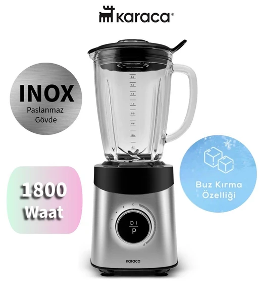 Karaca İNOX Paslanmaz gövde 1,8 Litre 1800W Yüksek Güçlü Buz Kırma Özellikli Dijital Ekranlı Inox Smoothie Blender ürün görseli 1