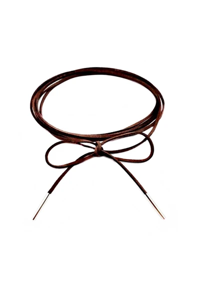 Kahverengi Süet Kadın Bağcıklı Choker Kolye ürün görseli 1