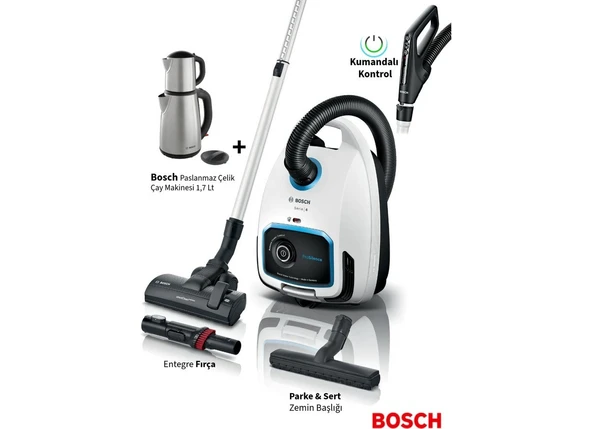 Bosch Kumandalı Kontrol Turbo Serie 6 Propower Toz Torbalı Süpürge + Bosch Çelik Çay Makinesi Almanya’da Üretilen Bosch Motor Teknolojisi ile Sürekli Yüksek ürün görseli 1